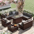 thumbnail image 1 of UDPATIO Patio Furniture Sets, Modular Rattan Outdoor Patio Sectional Furniture with 44" Fire Pit Table,, Wicker Patio Conversation Set for Backyard, Deck, Poolside w/Glass Coffee Table, 9PC Grey, 1 of 8