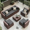 thumbnail image 1 of UDPATIO 7-Piece Rattan Outdoor Conversation Set with Glass Coffee Table, Grey, 1 of 9