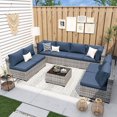 thumbnail image 1 of UDPATIO Patio Furniture Sets, Modular Rattan Outdoor Patio Sectional Furniture Sofa Set, Wicker Patio Conversation Set for Backyard, Deck w/Coffee Table,9PC Grey/Blue (Include Sofa Cover), 1 of 7