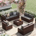 thumbnail image 1 of UDPATIO Patio Furniture Sets, Modular Rattan Outdoor Patio Sectional Furniture Sofa Set, Wicker Patio Conversation Set for Backyard,9PCS, 1 of 9