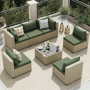 GAILDON 8 Piece Patio Furniture Set, Fire Pit Table, AllWeather Rattan — free download