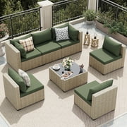 UDPATIO Patio Furniture Sets, Modular Rattan Outdoor Patio Sectional Furniture Sofa Set, Wicker Patio Conversation Set for Backyard