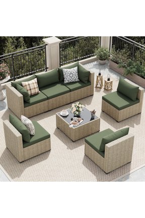 Patio Furniture Sets, Modular Rattan Outdoor Patio Sectional Furniture Sofa Set, Wicker Patio Conversation Set for Backyard