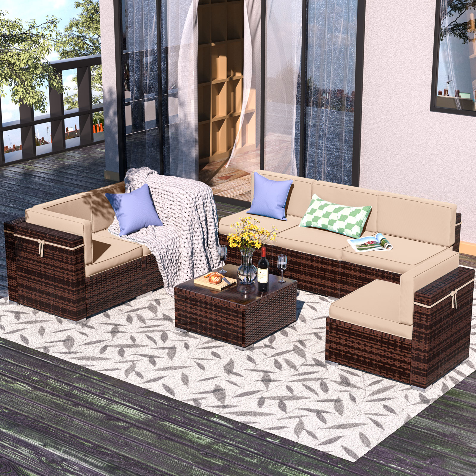 W Unlimited Leisure Collection Outdoor Garden Patio Furniture 7PC