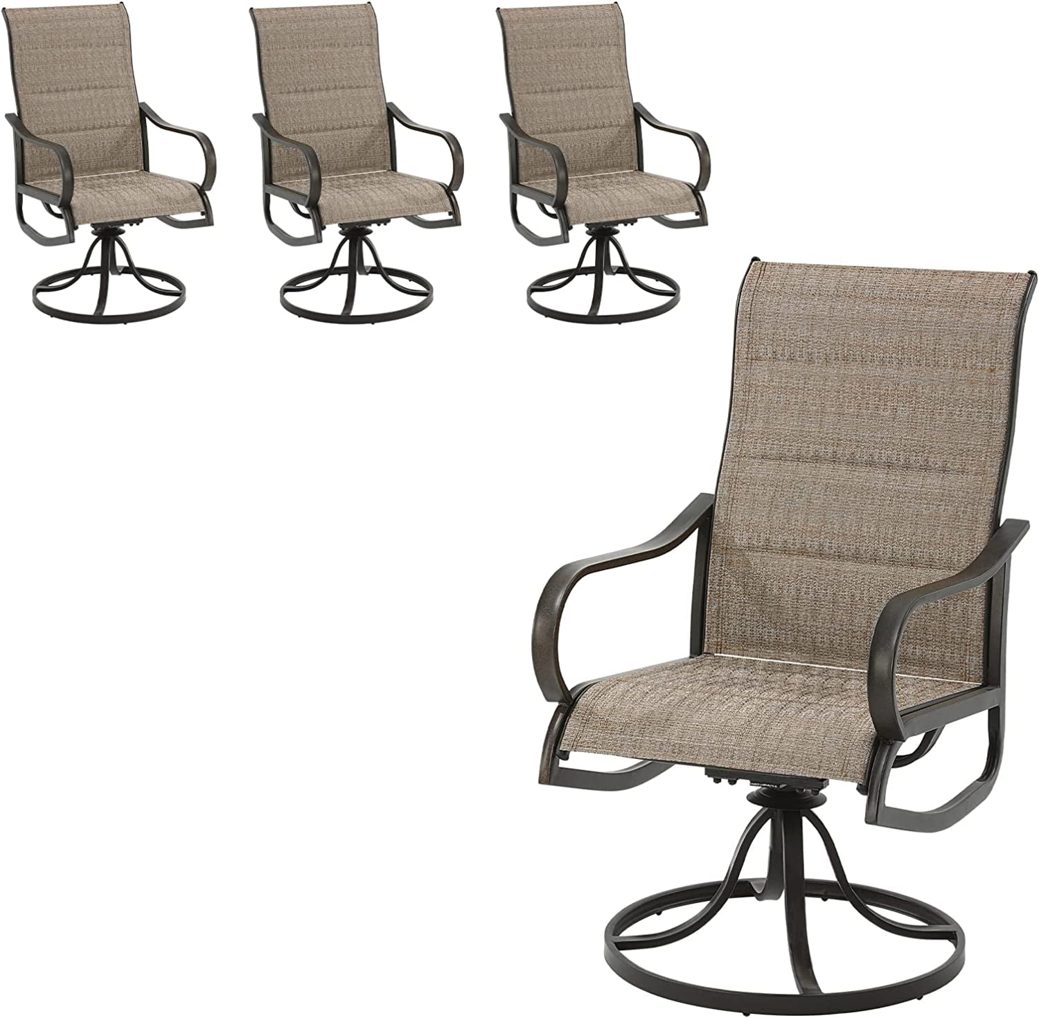 Udpatio Set Of 4 Metal Patio Swivel Chairs High Back Outdoor Dining Chairs For Deck Lawn 2452