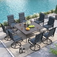 thumbnail image 1 of UDPATIO Patio Swivel Dining Chairs Set of 8, Outdoor Swivel Chairs High Back with All Weather Padded Textilene, Metal Rocking Frame for Lawn Garden Backyard, Navy blue, 1 of 8