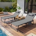 thumbnail image 1 of UDPATIO Heavy Duty Outdoor Lounge Chairs, 350lbs Capacity Folding Recliners, Set of 2, Light Gray, 1 of 8