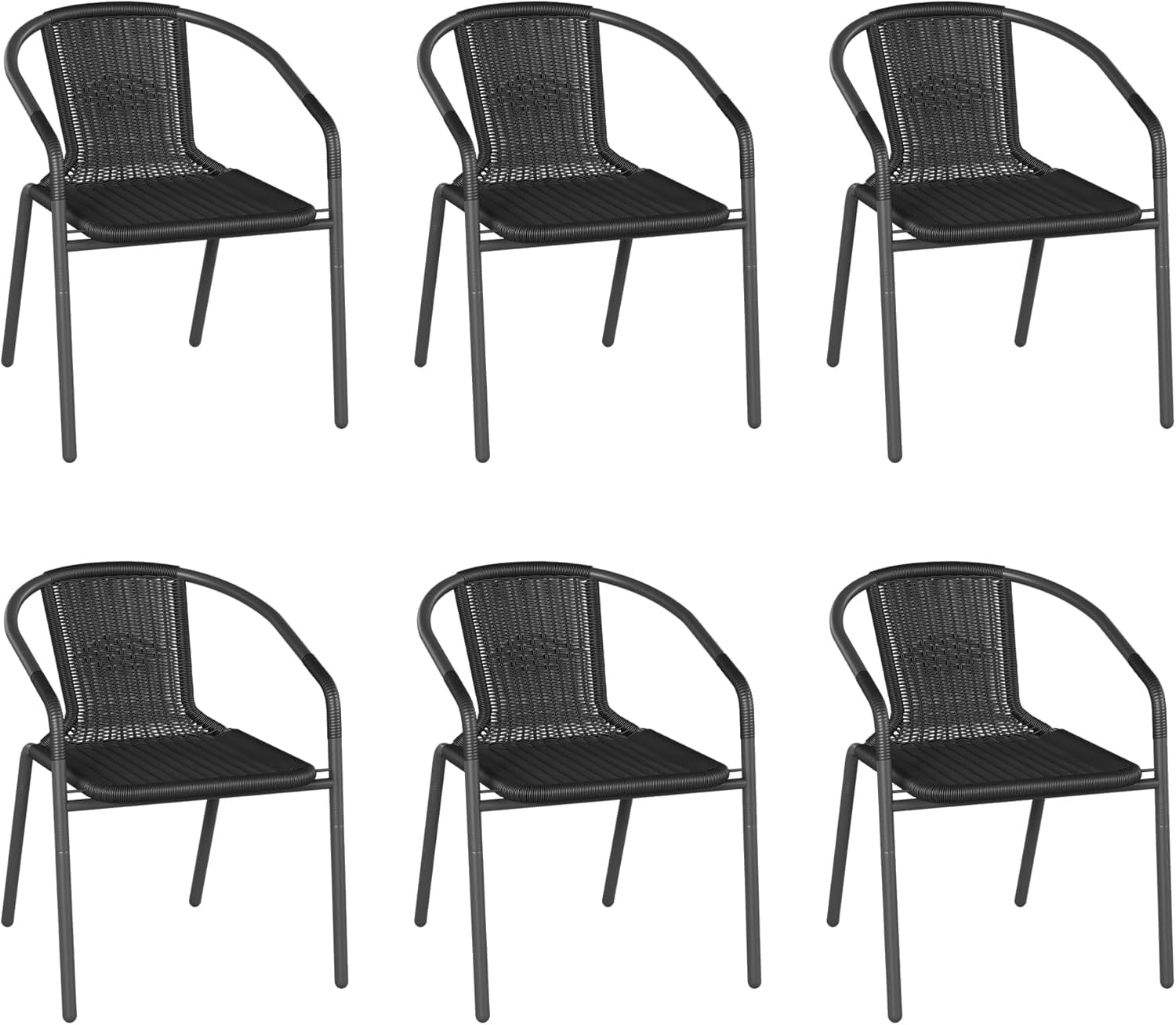 UDPATIO Rattan Outdoor Dining Chairs Set of 6, Wicker Stackable Patio