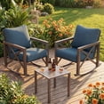thumbnail image 1 of UDPATIO 3-Piece Metal Patio Rocking Chair Set, Heavy Duty 350 lbs Capacity Outdoor Bistro Furniture Set with 2 Rockers, Thick Cushions and Coffee Table for Porch, Rust-Resistant, Navy Blue, 1 of 9