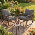 thumbnail image 1 of UDPATIO 3-Piece Metal Patio Rocking Chair Set, Heavy Duty 350 lbs Capacity Outdoor Bistro Furniture Set with 2 Rockers, Thick Cushions and Coffee Table for Porch, Rust-Resistant, Grey, 1 of 10