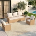 thumbnail image 1 of UDPATIO Wicker Patio Furniture Set, 5 Piece Outdoor Sectional Conversation Sets, Yellow PE Rattan Patio Sofa Set for Balcony, Backyard, Beige, 1 of 8