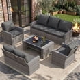 thumbnail image 1 of UDPATIO 5-piece Wicker Patio Furniture Set, Multiple Combination Conversation Set, Gray PE Rattan Patio Sofa Set for Balcony, Backyard, Gray, 1 of 8