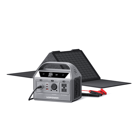 UDPOWER C400 Portable Power Station with 40W Solar Panel,256Wh LiFePO4 Battery Backup,400W AC Output (800W Surge),Solar Generator for Camping,RV,Emergency Power