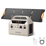 UDPOWER C600 Solar Generator with 120W Solar Panel, 595Wh LiFePO4 Battery 600WSurge 1200W AC Output, Portable Power Station for Home Backup/Outdoor/RVs/Emergency