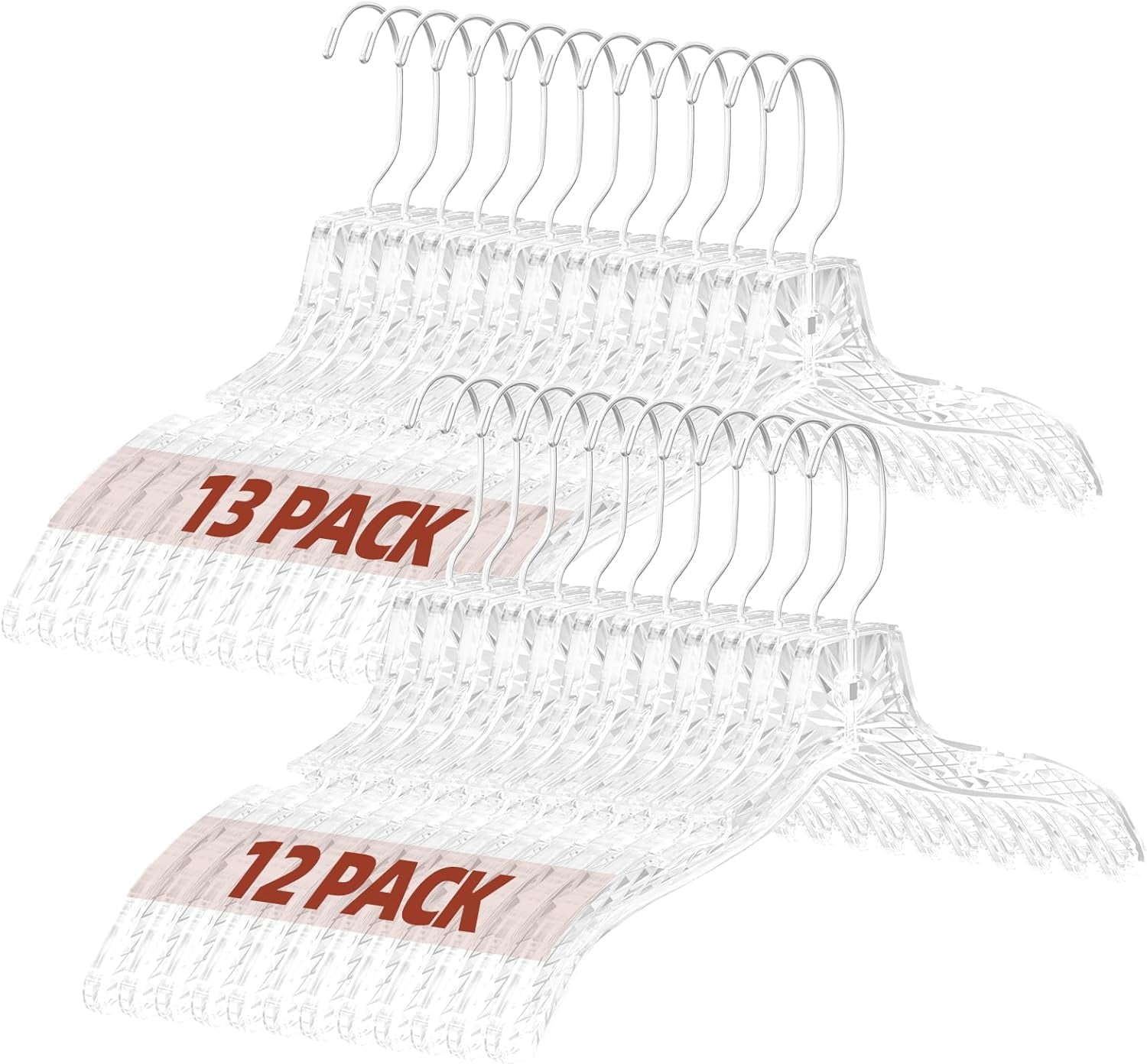 UEAKPIC Clear Crystal Plastic Hangers with 360 Degree Rotatable Hook for Shirt, Coat, Dress 25 Pack