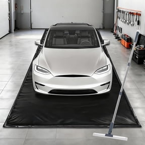 UEAKPIC Garage Floor Mat 7'9" x 18', Heavy Duty 1300D PVC Containment Mat with Floor Squeegee, Waterproof Protection from Snow, Rain and Mud for Cars