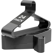 UEAKPIC Plastic Hangers 24 Pack, Space Saving Heavy Duty Clothes Hangers with Non Slip Hooks for Adults, Black