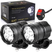 Ueasy 2-Pack 40W LED Driving Lights - 12-80V Motorcycle Fog Lights, 3600LM Spot/Flood Beam, 6 Cree Leds, 3-Mode Switch, Waterproof for ATV/UTV/Truck/Boat Universal Fit