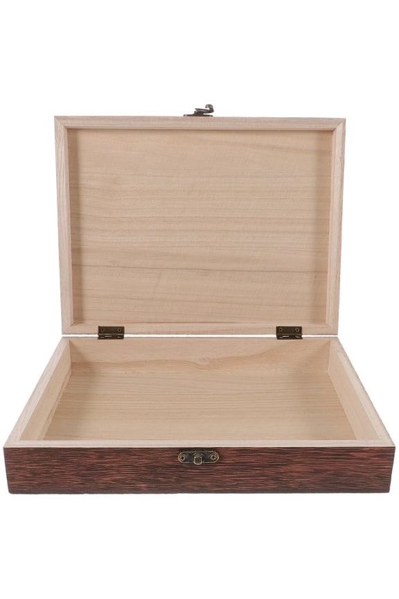 1Pc Rustic Wooden Storage Box Brown Lockable Practical Jewelry Organizer