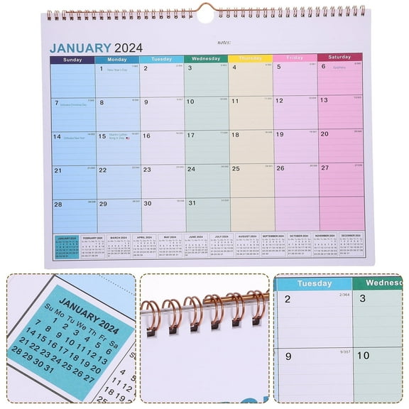 UEETEK-2024-2025 Wall Calendar Monthly Hanging Calendar English Wall Calendar