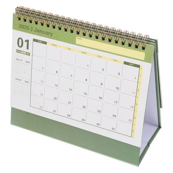 UEETEK Portable Green Desk Calendar for Daily Planning, Lightweight Desktop Organizer and Decoration Accessory