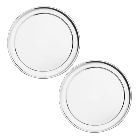 UEETEK 2Pcs Plated Silver Aluminum Pizza Pan with Wide Edge for Oven Baking Even Heat