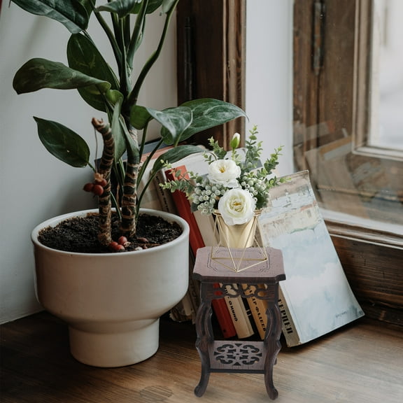 UEETEK Rustic Wood Flower Pot Base Display Pedestal for Plant Holder Use