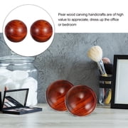 UEETEK 2Pcs Brown Wooden Hand Massage Balls for Home Acupoint Acupressure Hand Massager