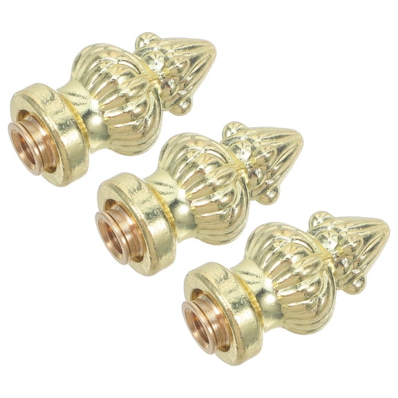 UEETEK 3Pcs Brass Lamp Finial Pineapple Design Screw on Lamp Shade Topper with M6 Adapter for Home
