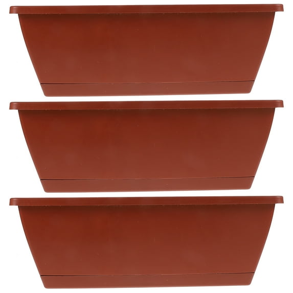 UEETEK 3Pcs Plastic Flower Pots for Outdoors Brick Red Planter Plastic Gardening Enthusiasts
