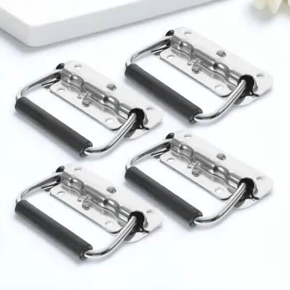 UEETEK Spring Loaded Surface Mount Handle Plated Silver Iron for Door 4Pcs