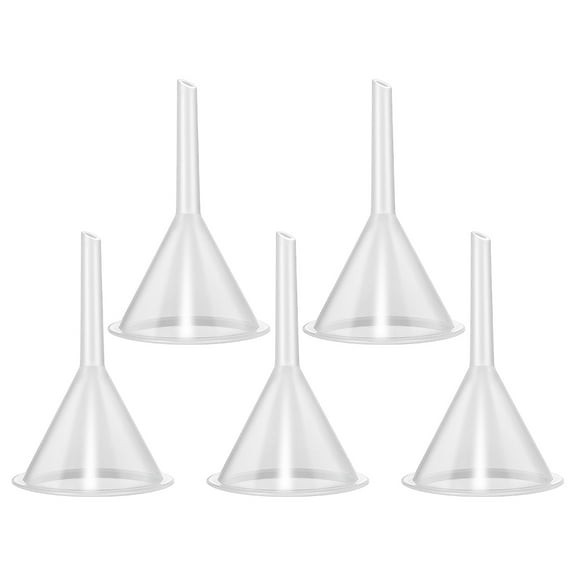 UEETEK 5-Pack Clear White 60ml Plastic Funnels Multipurpose for Lab, Filtering, and Liquid Transfer Use