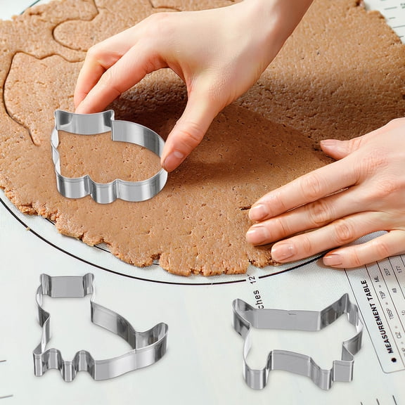UEETEK 5Pcs Stainless Steel Cat Cookie Cutters Multi Functional Baking Mold for DIY Cakes Cookies and More