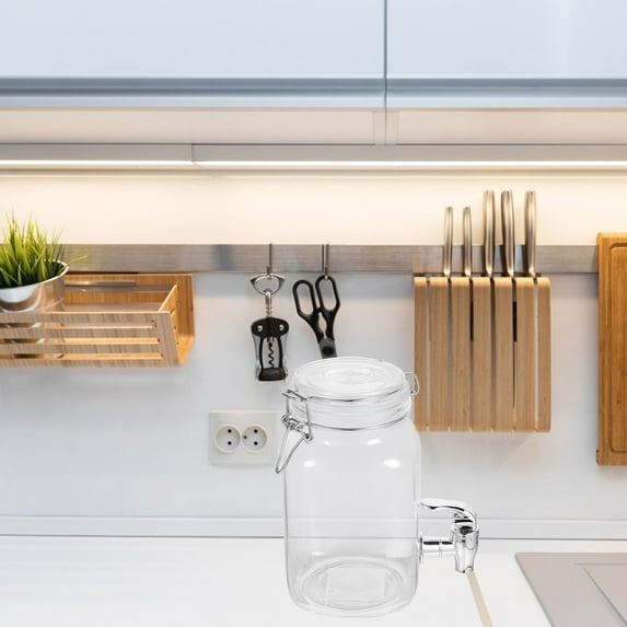 UEETEK Glass Juice Can with Faucet, Assorted Color, Keeps Food Fresh, for Storage Use 1Pc