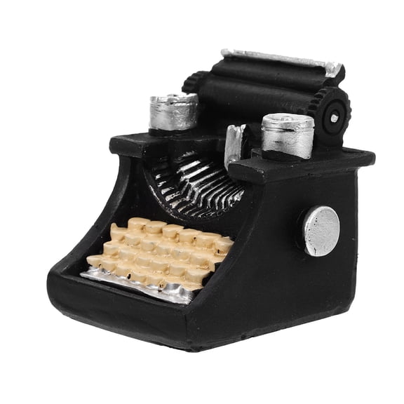 UEETEK Creative Black Resin Typewriter Statue Retro Model for Desktop Bar Decor and Photography Prop