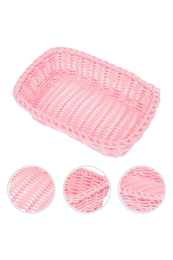 Macaron Pink Rattan Woven Basket, Eco-Friendly, Ideal for Home Storage