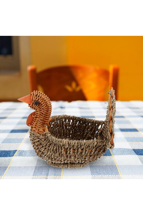 Decorative Small Woven Basket with Turkey Shape for Kitchen Storage