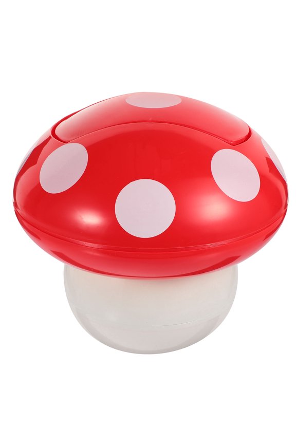 Mushroom Decorative Trash Can Red ABS Small Waste Basket for Home Desk No Odor