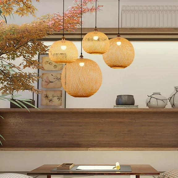 UEEYAC Japanese Style Bamboo Restaurant Pendant Light Decorative Lampshade