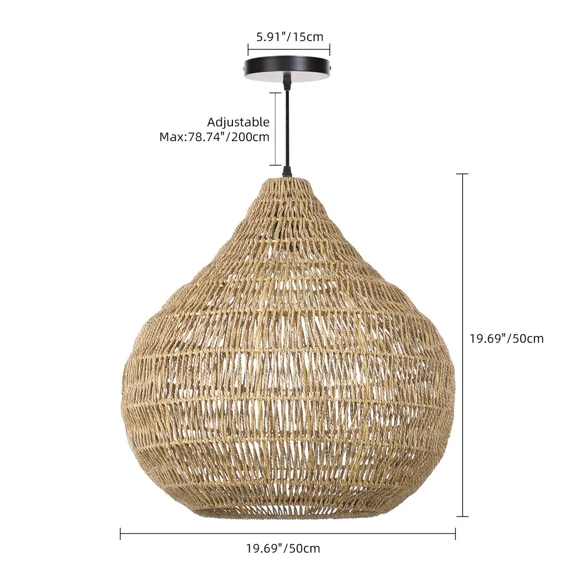 UEEYAC Japanese Style Retro Countryside Style Inn Rattan Art Pendant Lamp