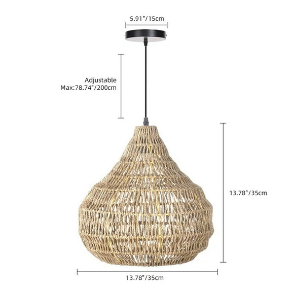 UEEYAC Japanese Style Retro Countryside Style Inn Rattan Art Pendant Lamp