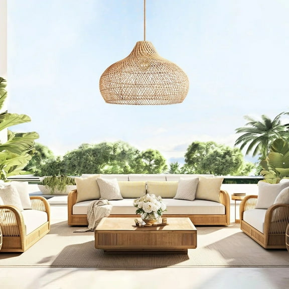 UEEYAC Luxury Lights Handmade Home Decor Rattan Pendant Light