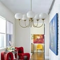 thumbnail image 1 of UEEYAC Multi-head Bubble Chandelier Modern Kitchen Nook Milk Pink Glass Pendant Light, 1 of 19