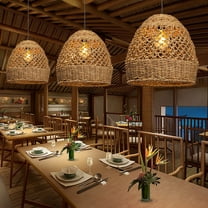 UEEYAC Natural Seagrass Lampshade Rattan Pendant Light Handmade Lamp Fixture