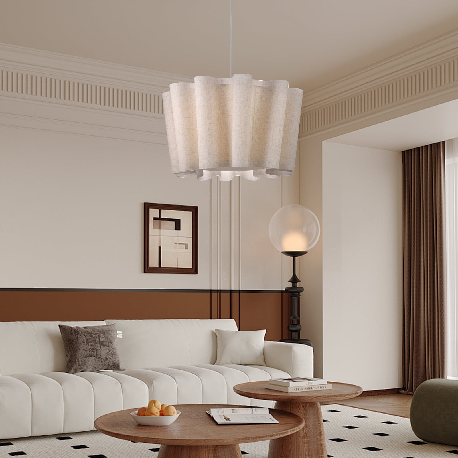 UEEYAC Retro Artistic Fabric Chandelier Wabi-sabi Pendant Light Home Decor
