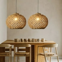 UEEYAC Rustic Rattan Pendant Lights Wabi-sabi Dining Room Chandelier