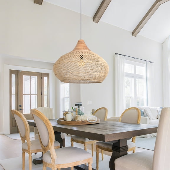 UEEYAC Trendy Rattan Pendant Light Wabi-sabi Style Retro Southeast Asian Chandelier