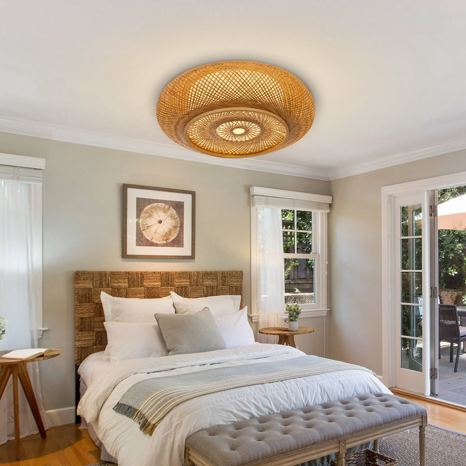 Curated visual reference: Fresh Look at Ueeyac Vintage Bamboo Ceiling Lighting Fixtures Wicker Rattan Flush