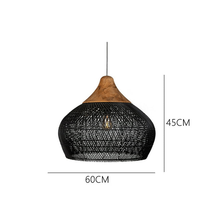 UEEYAC Wabi-sabi Retro Living Room Rattan Pendant Light Solid Wood