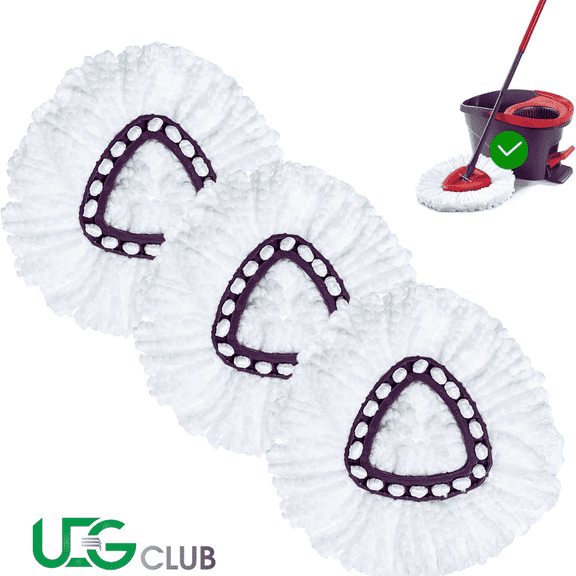 UEG Club 6 Pack Spin Mop Refill - Replacement Head Compatible with O cedar, Microfiber Spin Mop Refills, Clean the floor. Easy Floor Cleaning Mop Head Replacement